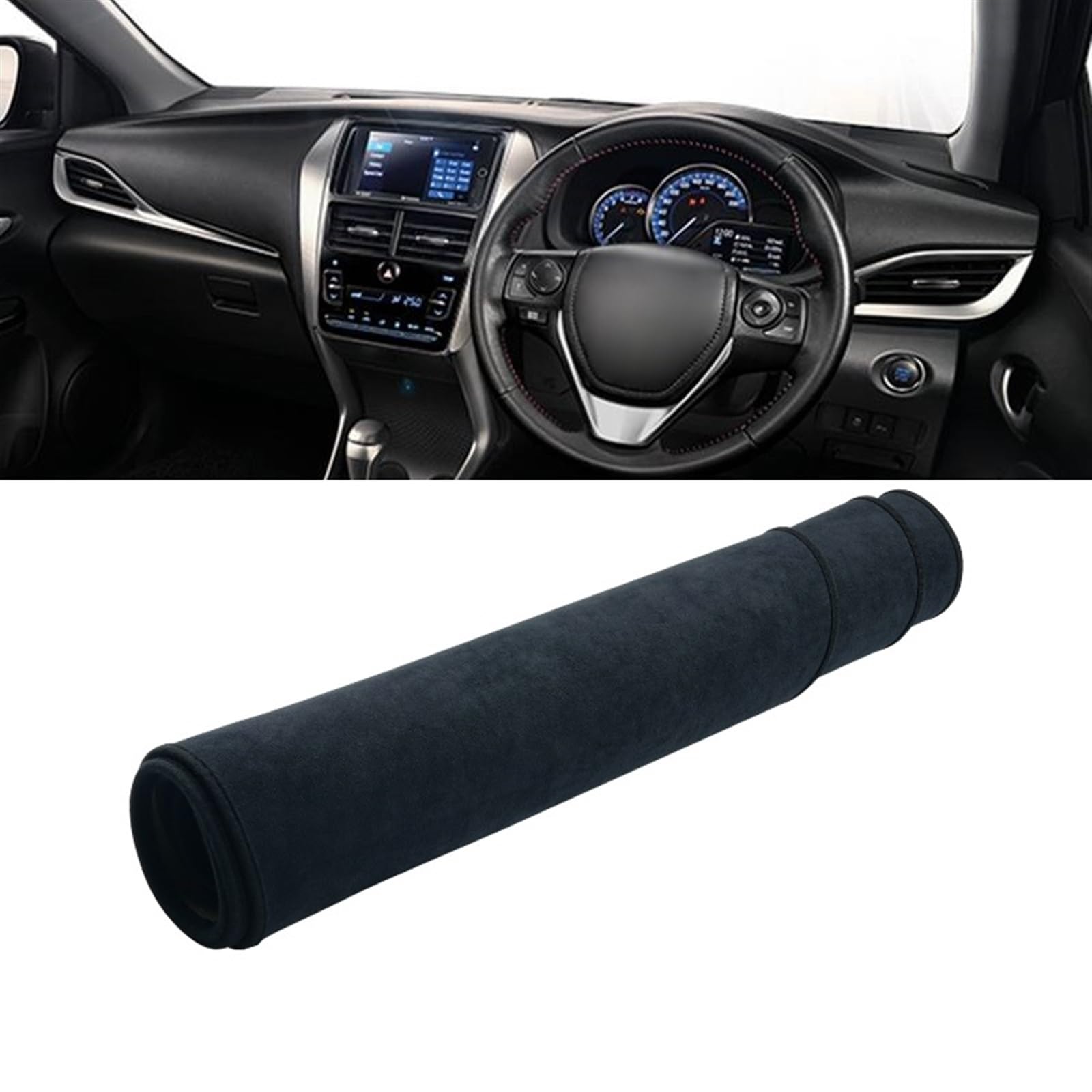 Auto Dashboard Abdeckung Für Toyota Für Vios Gen-4 2019 2020 2021 2022 2023 Auto-Armaturenbrett-Lichtmatte Vermeiden Instrumenten-Schreibtisch-Abdeckungsmatte rutschfeste Shade Board Pad(B Black RHD) von LIANGBAOS