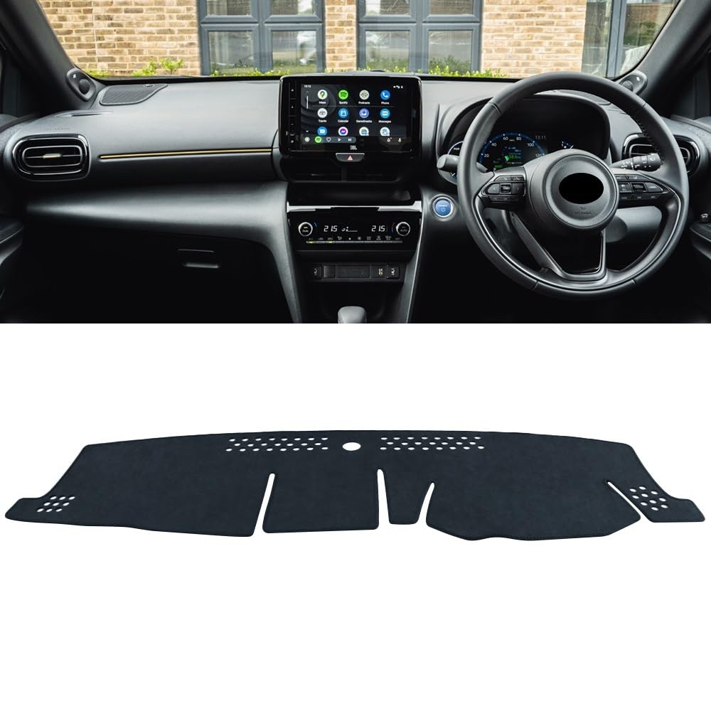 Auto Dashboard Abdeckung Für Toyota Für Yaris Für Cross XP210 2020 2021 2022 2023 2024 Auto-Armaturenbrett-Abdeckung, vermeiden Sie Lichtpad, Sonnenschutz, Anti-UV Shade Board Pad(Black RHD) von LIANGBAOS