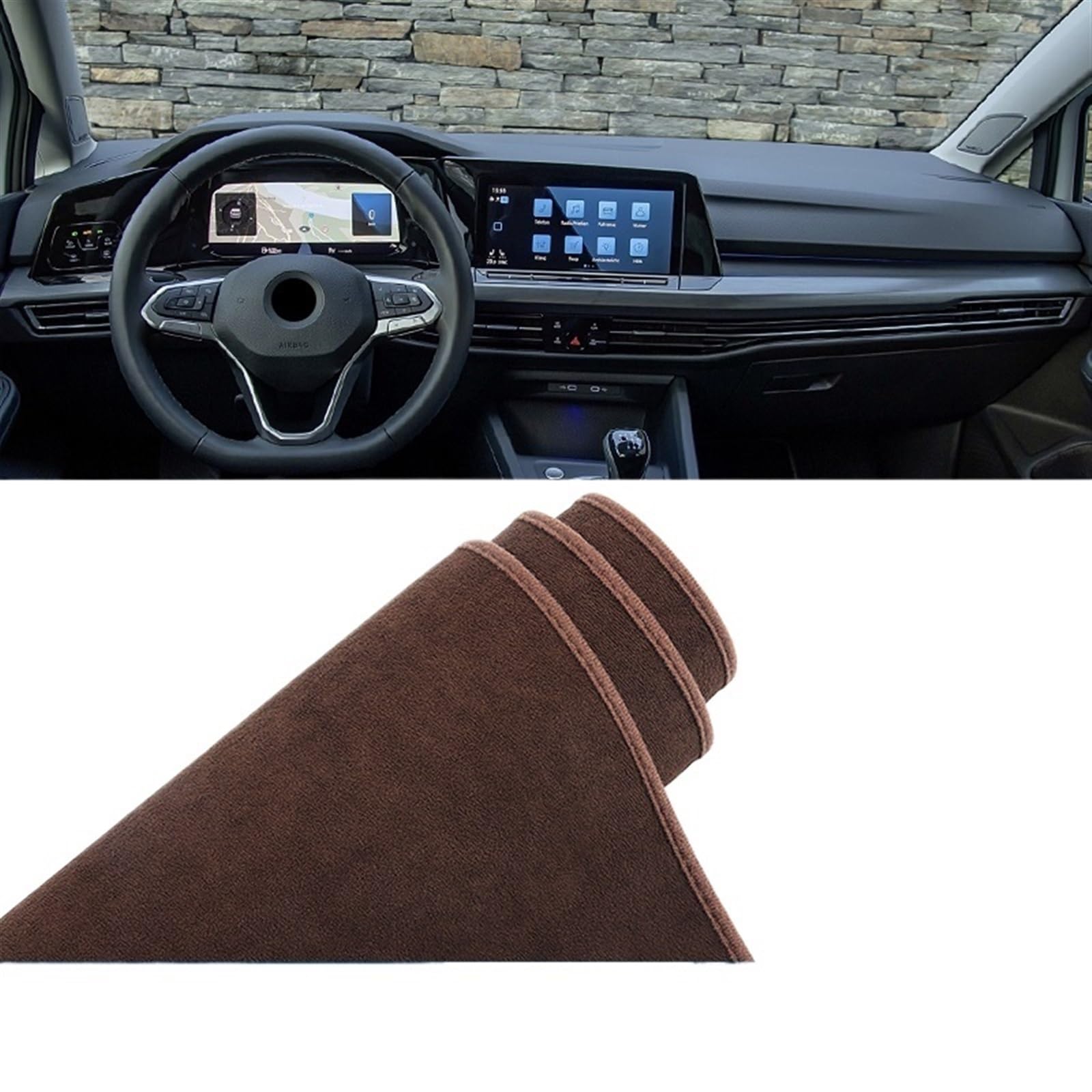 Auto Dashboard Abdeckung Für VW Für Golf 8 MK8 2020 2021 2022 2023 Auto Dashboard Abdeckung Matte Instrument Panel Anti-Uv Nicht-Slip Pad Auto Shade Board Pad(B Brown LHD) von LIANGBAOS