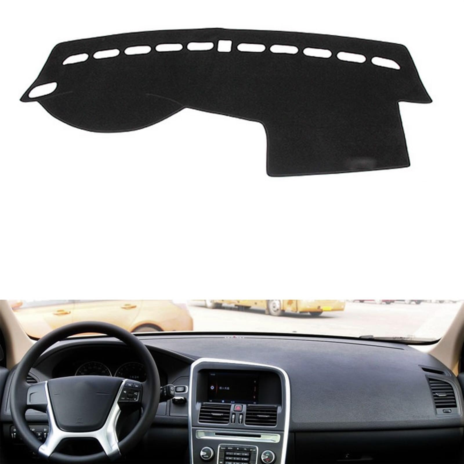 Auto Dashboard Abdeckung Für Volvo XC60 2012 2013 2014 2015 2016 Rechts- Und Linkslenker Auto Armaturenbrett Abdeckungen Matte Schatten Kissen Pad Teppiche Shade Board Pad(Black Edge,Linkslenker) von LIANGBAOS