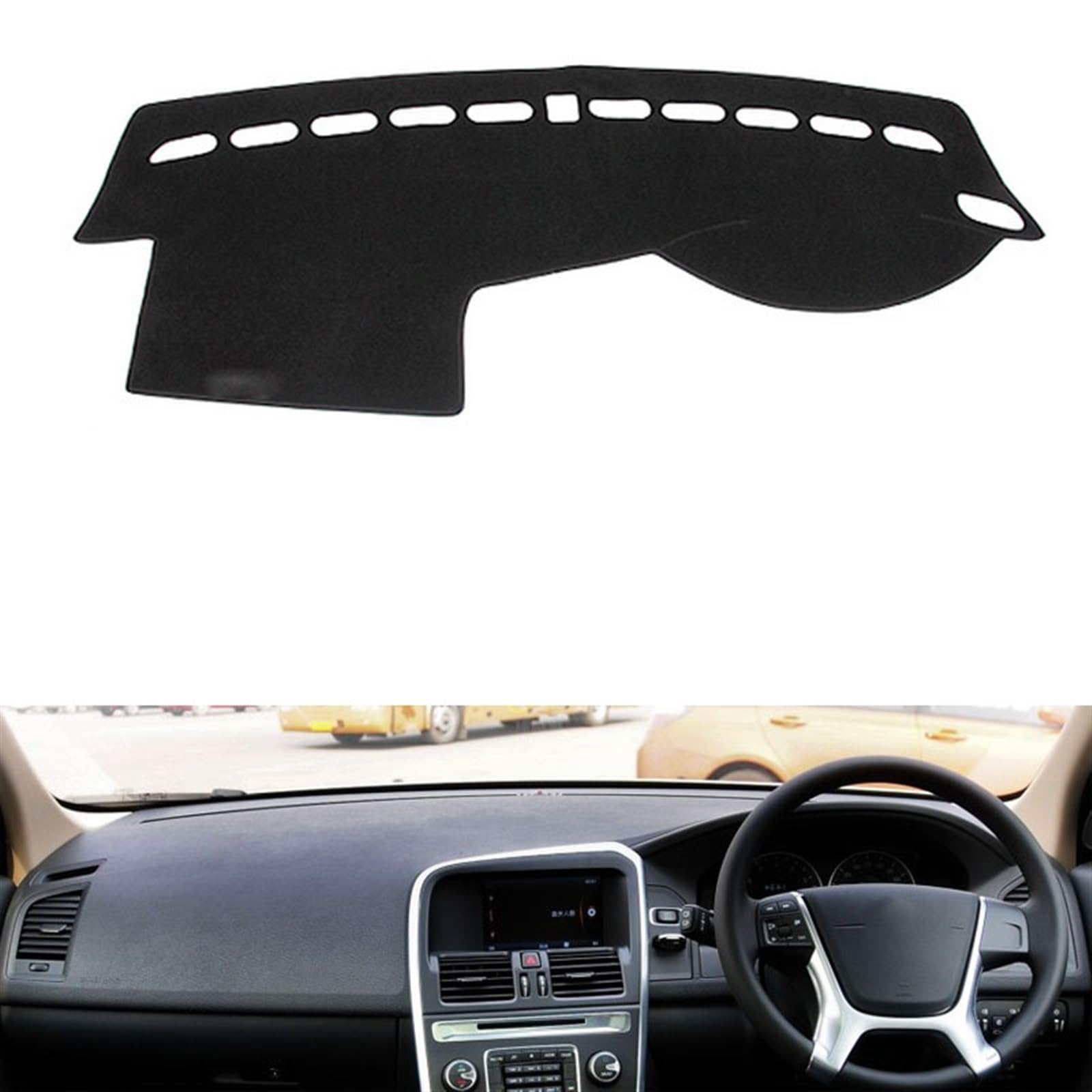 Auto Dashboard Abdeckung Für Volvo XC60 2012 2013 2014 2015 2016 Rechts- Und Linkslenker Auto Armaturenbrett Abdeckungen Matte Schatten Kissen Pad Teppiche Shade Board Pad(Black Edge,Rechtslenker) von LIANGBAOS