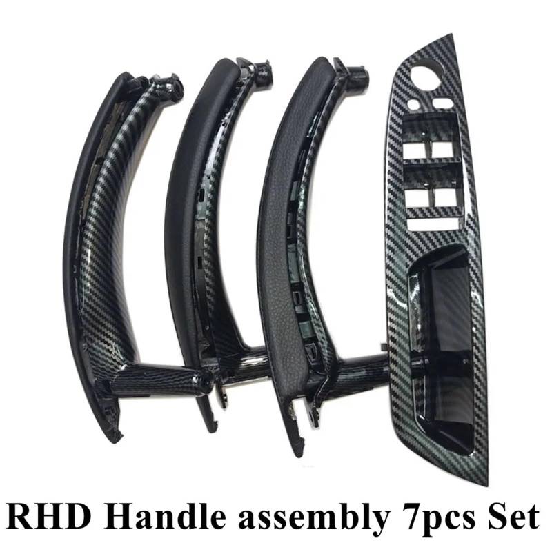 Auto Türgriff Innen Für X5 X6 E70 E71 E72 2007-2013 RHD Auto Innen Carbon Faser Türgriff Äußere Leder Abdeckung Trim Auto Ersatz Türgriff Innen(Assembly Handle 7PCS) von LIANGBAOS