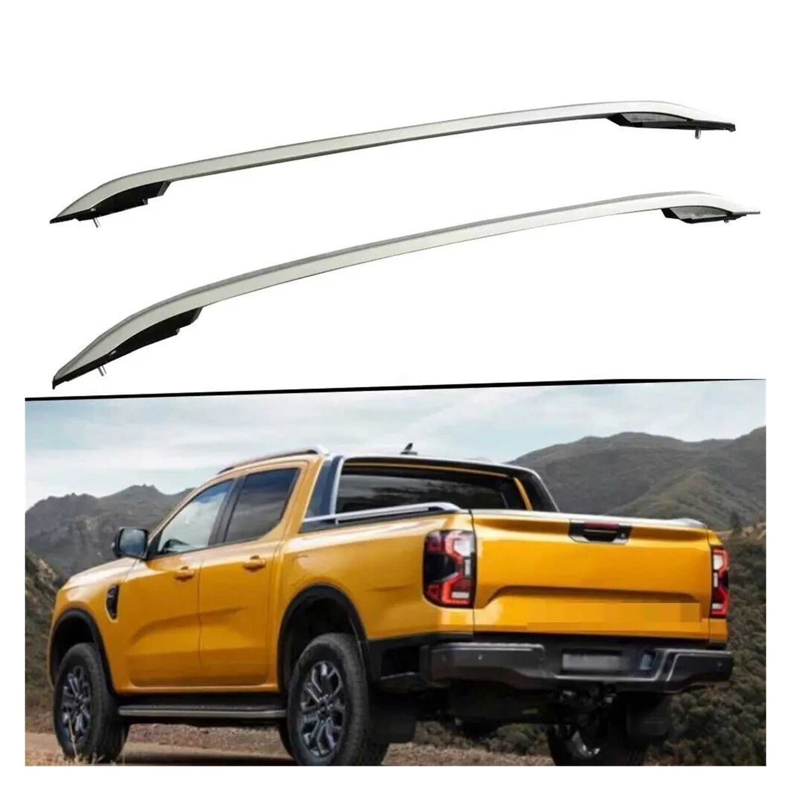 Dachgepäckträger Für Ford Für Ranger 2023 2024 Aluminium Top Seite Schiene Bar Dachreling Rack Auto Gepäck Halterung 2Pcs Dachreling von LIANGBAOS