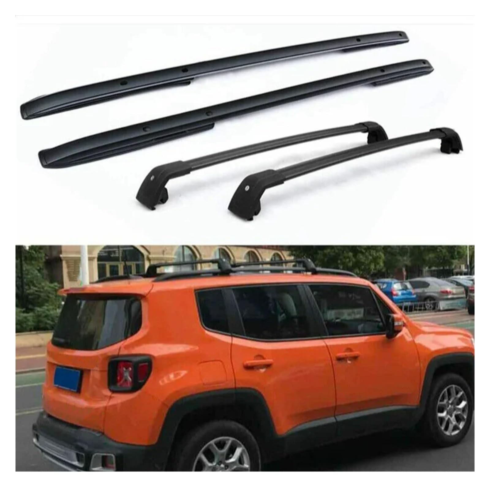 Dachgepäckträger Für Jeep Für Renegade 2015 2016 2017 2018 2019 2020 2021 4Pcs Aluminium Kreuz Bar Querstangen Dach Schiene Rack Dachreling von LIANGBAOS