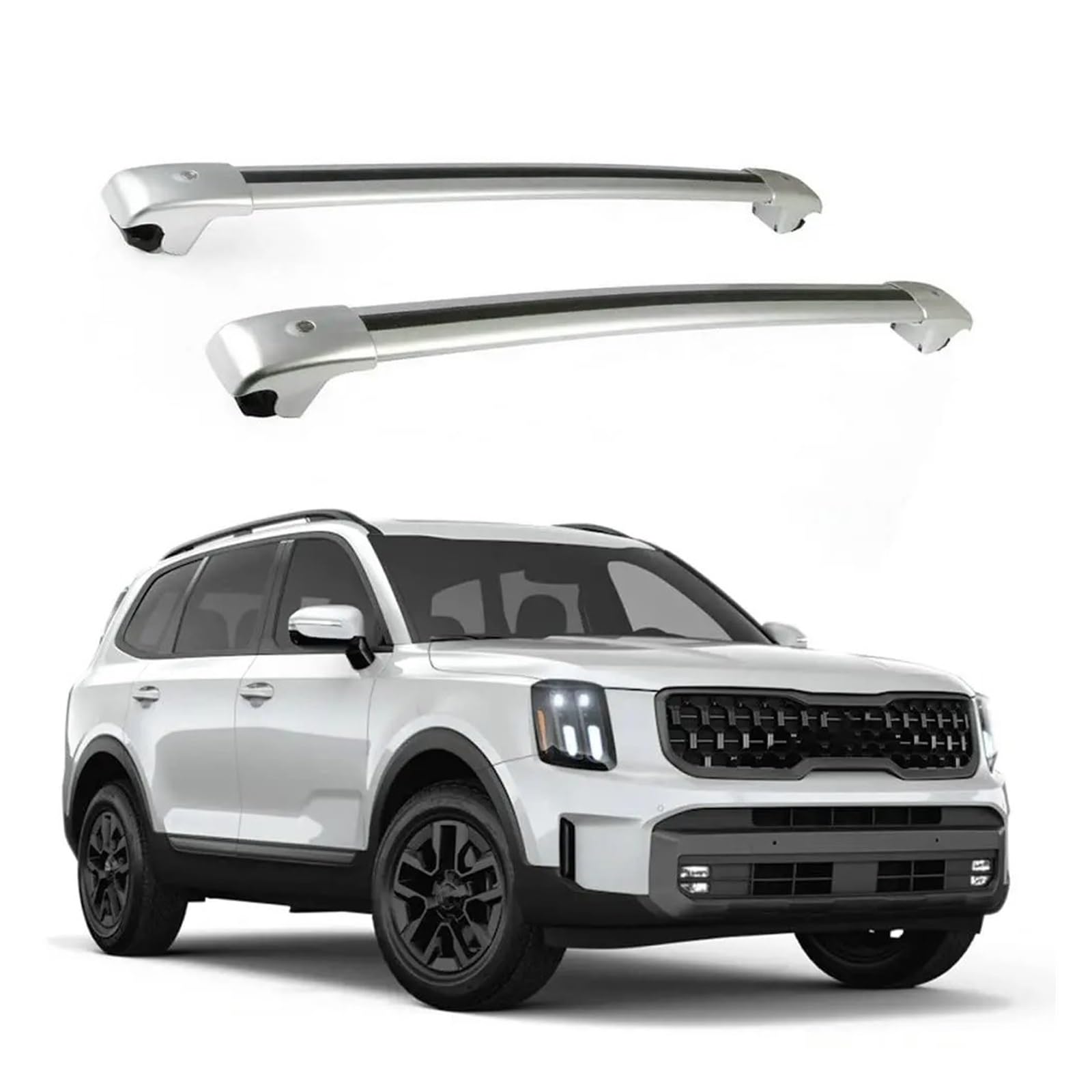 Dachgepäckträger Für KIA Für Telluride Für X-Line Für X-Pro 2023 2024 Dachreling Querstange Gepäckträger Querstangen Dachreling(Silber) von LIANGBAOS