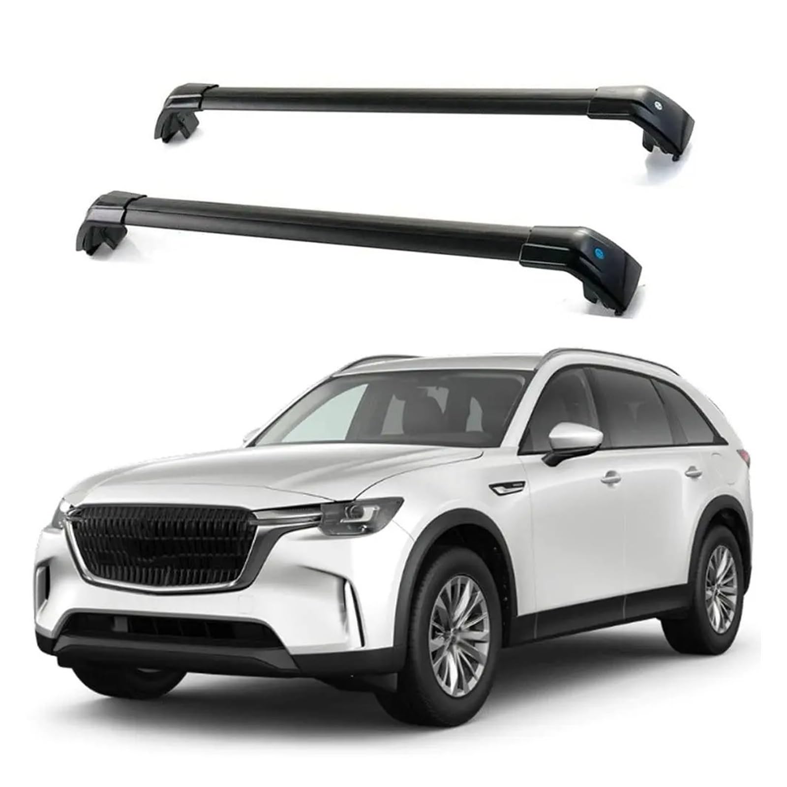 Dachgepäckträger Für Mazda CX-90 CX90 2023 2024 Querlatte Querträger Dachträger Schienenträger abschließbarer Gepäckträger 2 Stück Dachreling(Schwarz) von LIANGBAOS