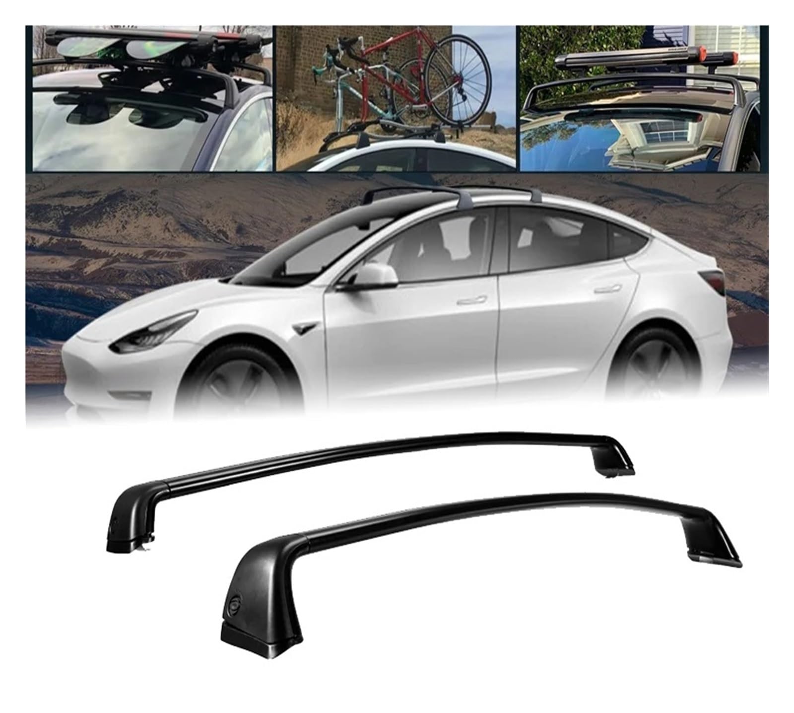 Dachgepäckträger Für Tesla Modell 3 2017-2022 Dachträger Querstangen Aluminium Dach Top Für Kanu Kajak Gepäck Träger Rack Halter 165lbs Last Dachreling von LIANGBAOS