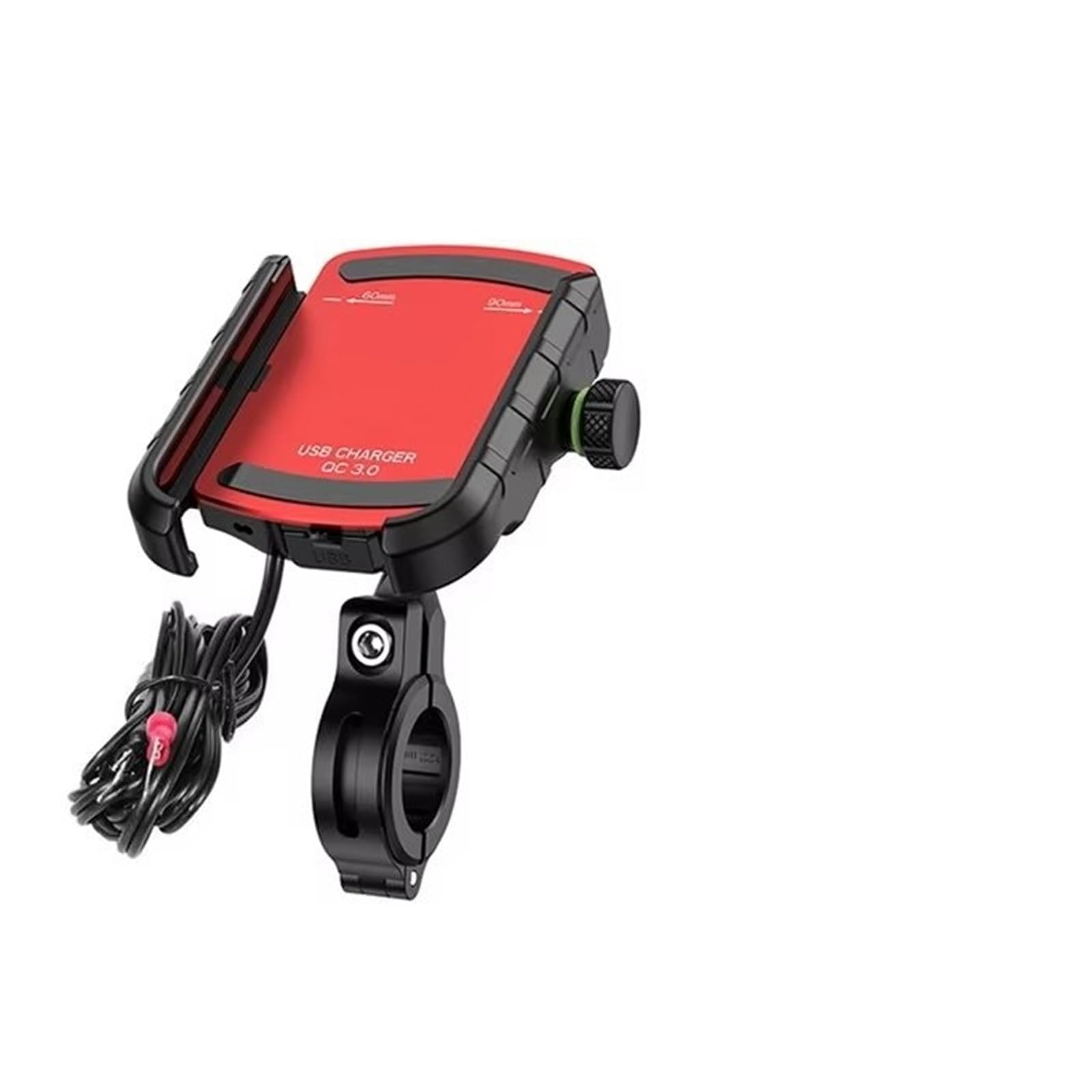 LIANGBAOS Motorrad Telefon Halterung Motorrad-Telefonhalter Mit QC3.0-USB-Ladegerät Für Motorrad-Lenker-Rückspiegel GPS-Ständer Halterung Handy-Halterung Handyhalter Motorrad(Red QC3.0 Charger) von LIANGBAOS