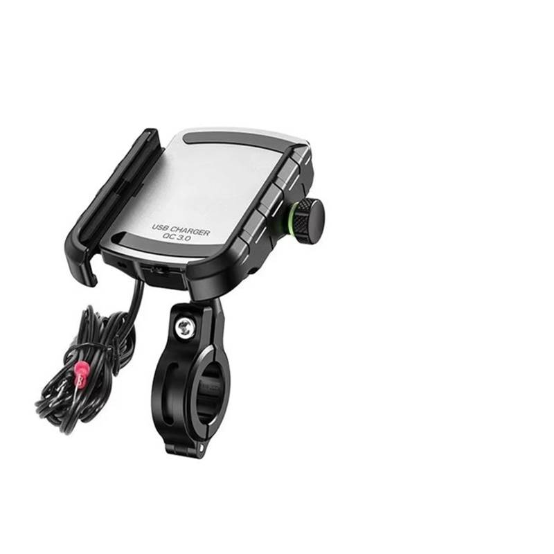 LIANGBAOS Motorrad Telefon Halterung Motorrad-Telefonhalter Mit QC3.0-USB-Ladegerät Für Motorrad-Lenker-Rückspiegel GPS-Ständer Halterung Handy-Halterung Handyhalter Motorrad(Silver QC3.0 Charger) von LIANGBAOS