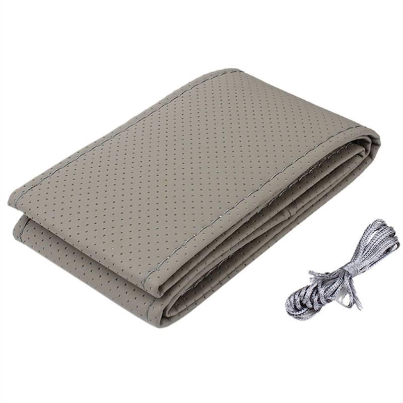 Lenkradhüllen Auto Lenkradbezug DIY Leder Dekoration Innenausstattung Für Wohnwagen Für Anhänger Für LKW Für Off Road 4x4 Lenkradcover(Gray) von LIANGBAOS