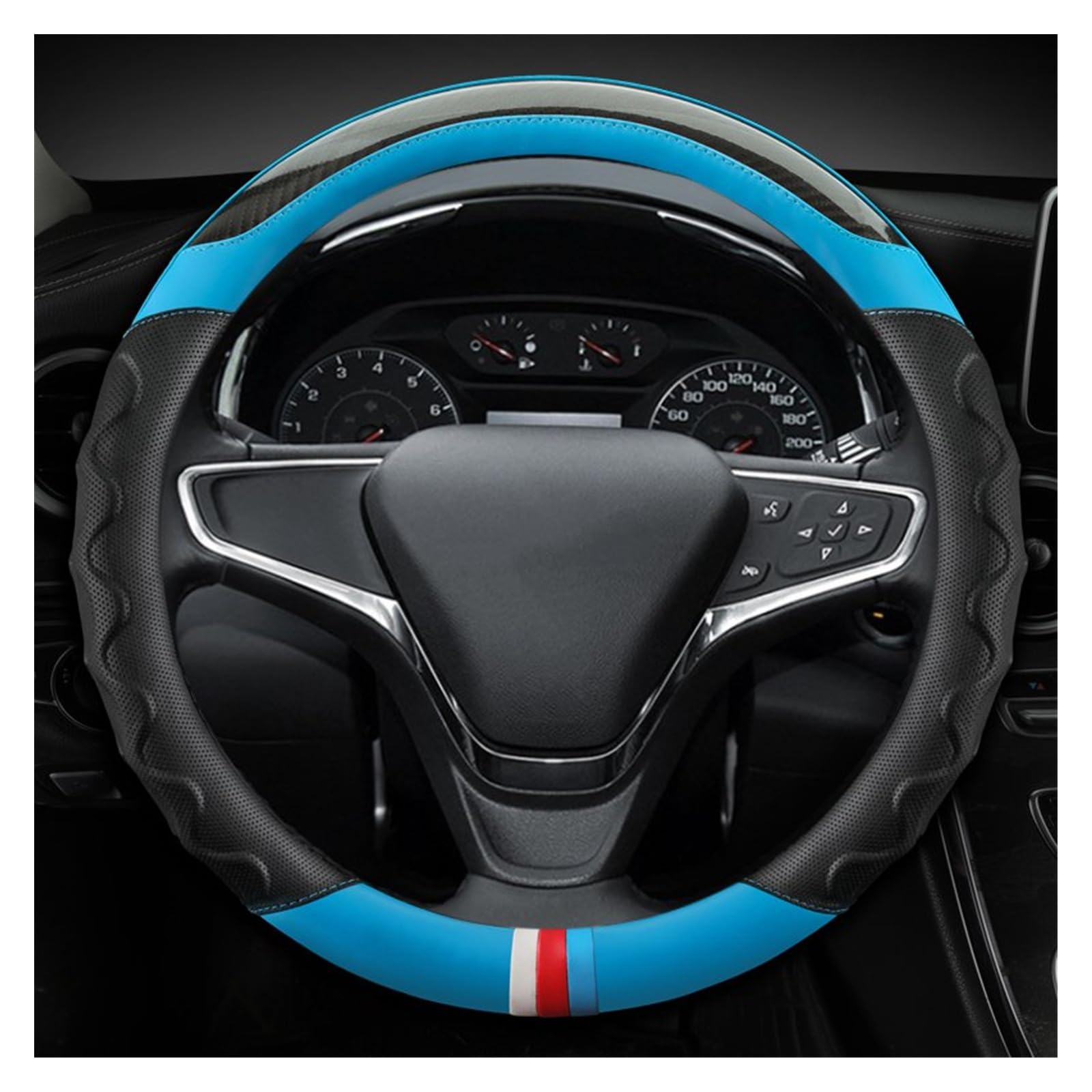 Lenkradhüllen Für Chevrolet Für Cruze Für Malibu Für Sail Für Spark Für Captiva Für Equinox Carbon Fiber Auto Lenkräder Abdeckung Lenkradcover(Blue) von LIANGBAOS