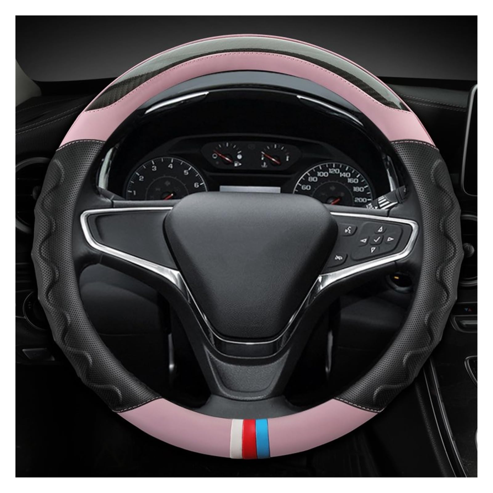 Lenkradhüllen Für Chevrolet Für Cruze Für Malibu Für Sail Für Spark Für Captiva Für Equinox Carbon Fiber Auto Lenkräder Abdeckung Lenkradcover(PINK) von LIANGBAOS