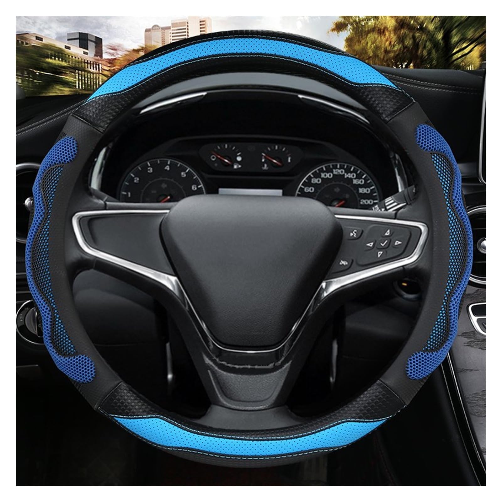 Lenkradhüllen Für Chevrolet Für Orlando Für Colorado Für Malibu Mikrofaser Leder Lenkrad Abdeckung Innen Zubehör Lenkradcover(Blue) von LIANGBAOS