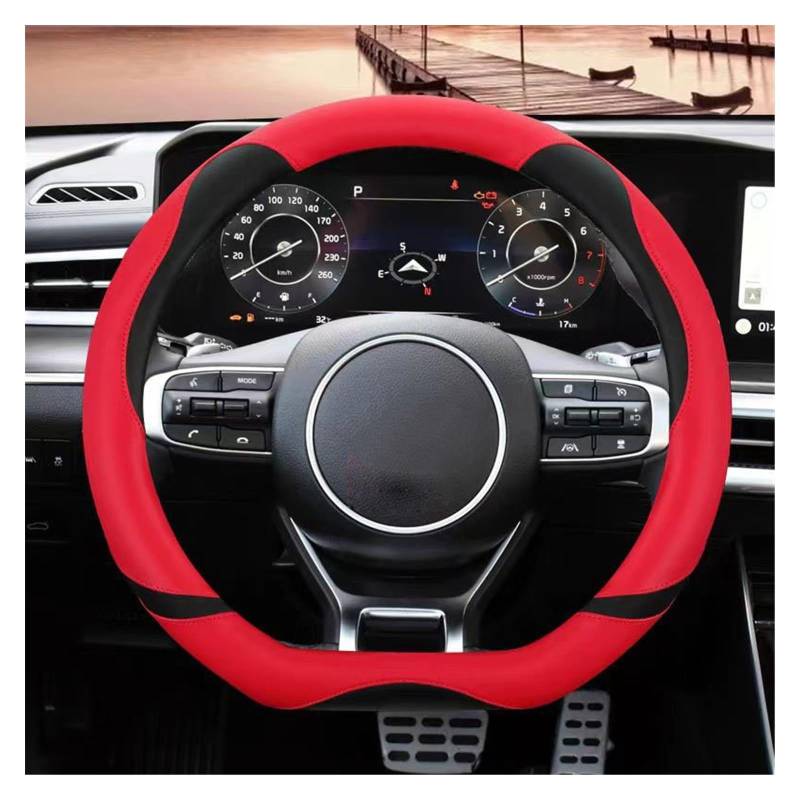 Lenkradhüllen Für Kia, Für Stinger, Für Soul, Für Picanto, Für X-line, Für Morning, Für Ceed GT, Für Stonic, D-förmige Auto-Lenkradabdeckung Lenkradcover(RED) von LIANGBAOS