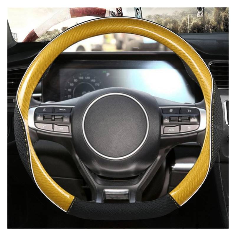 Lenkradhüllen Für Kia Für Rio 2 3 4 X Für Linie Für Kombi Für Limousine K2 K3 K4 K5 KX1 KX3 KX5 Für Sportage Auto Lenkradbezug Lenkradcover(Gold D Shape) von LIANGBAOS