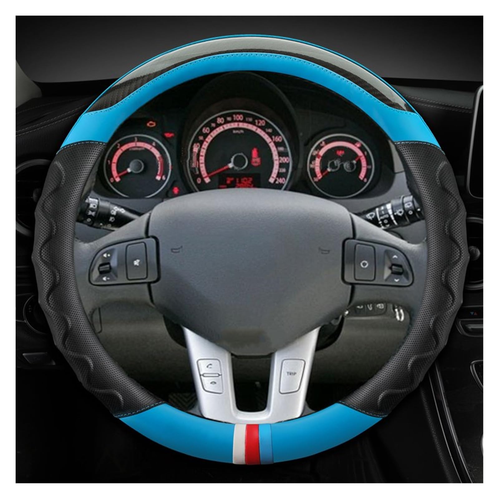 Lenkradhüllen Für Kia Für Sportage 3 2011-2014, Für Kia Für Ceed Für Cee'd 2010-2012, Kohlefaser + Leder-Lenkradbezug Lenkradcover(Blue) von LIANGBAOS