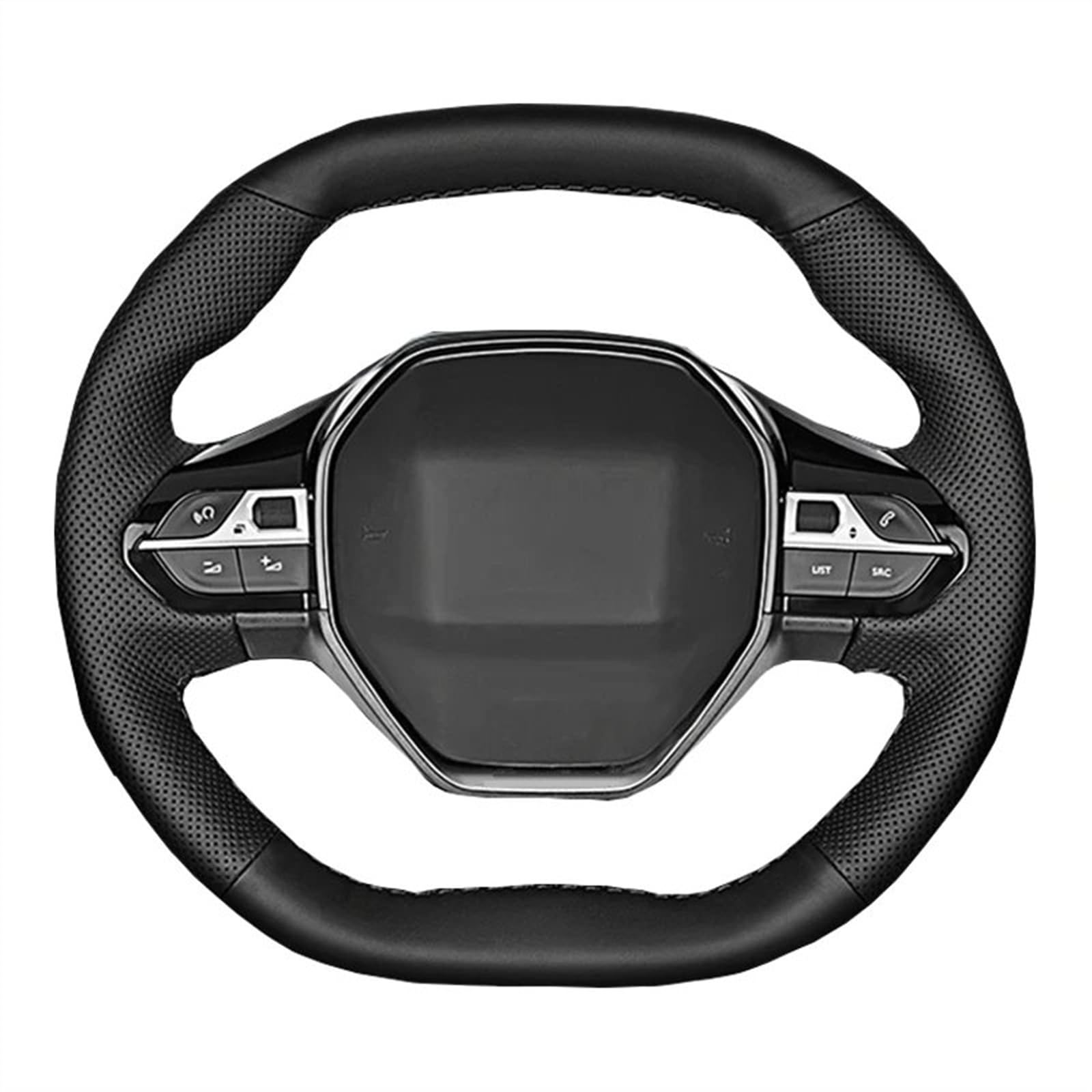 Lenkradhüllen Für Peugeot E-208 2020 508 208 2019 2020 3008 4008 5008 2016-2019 DIY Individuelle Auto-Lenkradabdeckung Lenkradcover(Black Thread) von LIANGBAOS