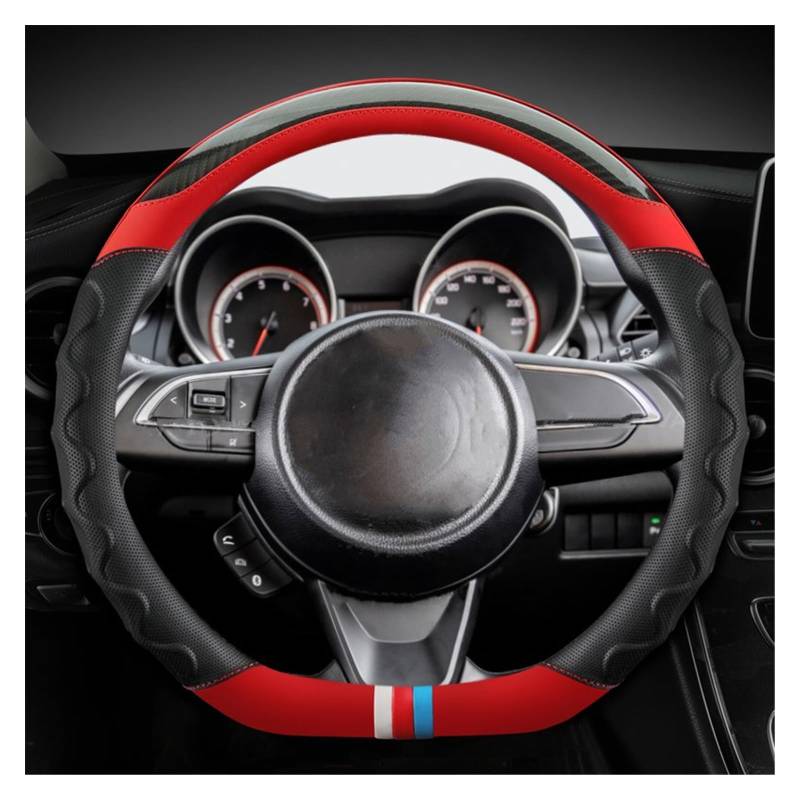 Lenkradhüllen Für Suzuki Für Swift 2017 2018 2019 2020 2021 2022 Für Sport Autozubehör D-Form 38cm Auto Lenkradbezug Lenkradcover(RED) von LIANGBAOS