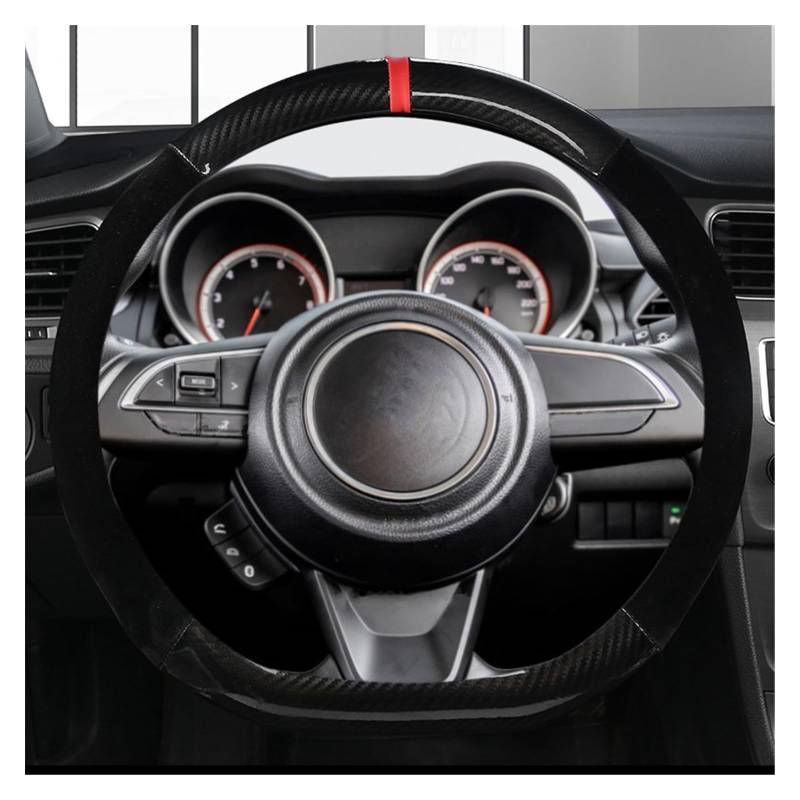 Lenkradhüllen Für Suzuki Für Swift 2017 2018 2019 2020-2022 Für Sport Carbon Faser Leder D Form 38cm Auto Lenkrad Abdeckung Lenkradcover(Style D) von LIANGBAOS