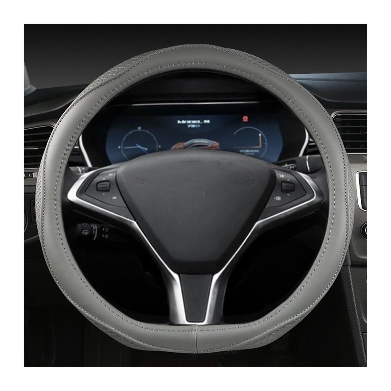 Lenkradhüllen Für Tesla Für Modell X Für Modell SY 2013-2021 Autozubehör D-förmige Autolenkradabdeckung Lenkradcover(Grey) von LIANGBAOS