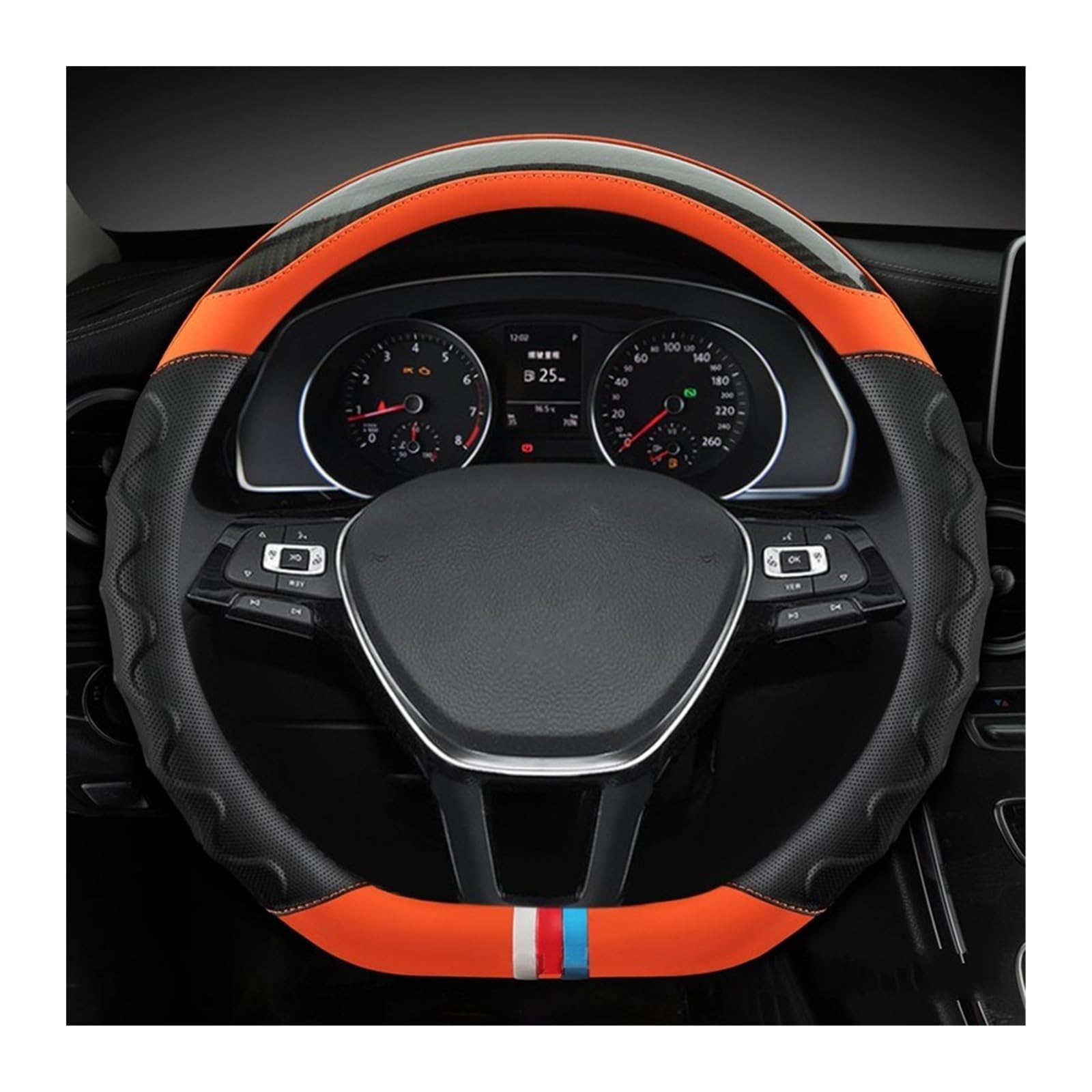 Lenkradhüllen Für VW Für Golf 7 8 Für Polo Für Scirocco Für Jetta 6 Für Santana Auto Accesorioss D Form Auto Lenkrad Abdeckung Lenkradcover(ORANGE) von LIANGBAOS