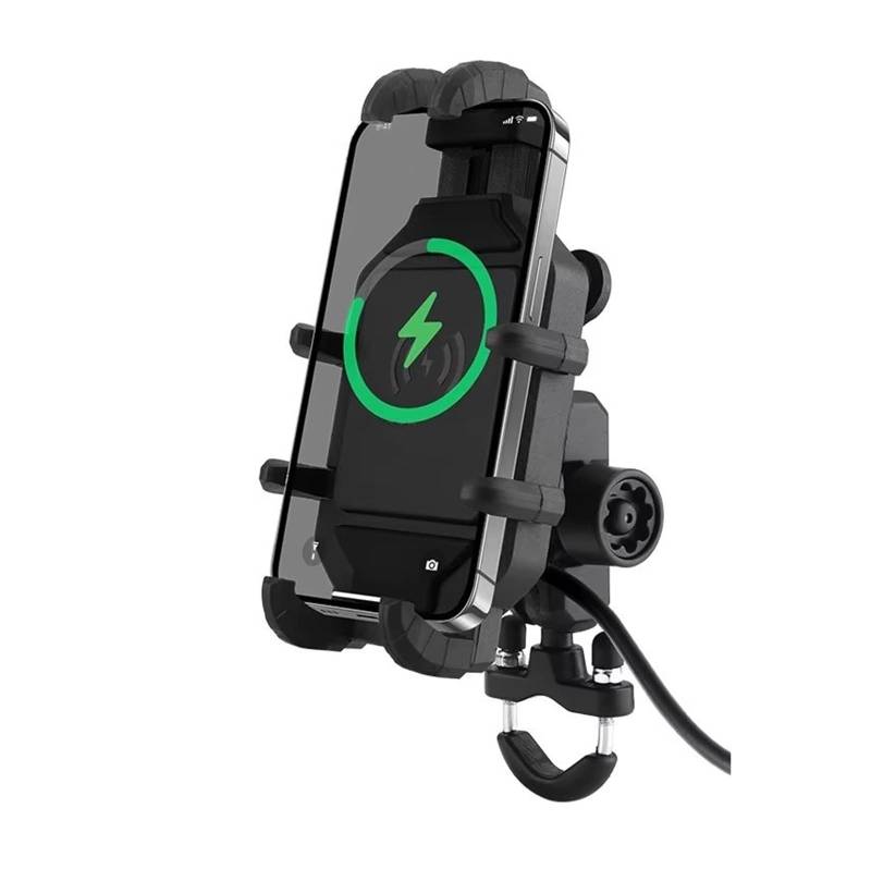 Motorrad Telefon Halterung Motorrad Telefon Halter Fahrrad Mobilen Ständer Fahrrad Handy Unterstützung Halterung Mit USB QC 3,0 Schnelle Lade Drahtlose Ladegerät Handyhalter Motorrad(B) von LIANGBAOS