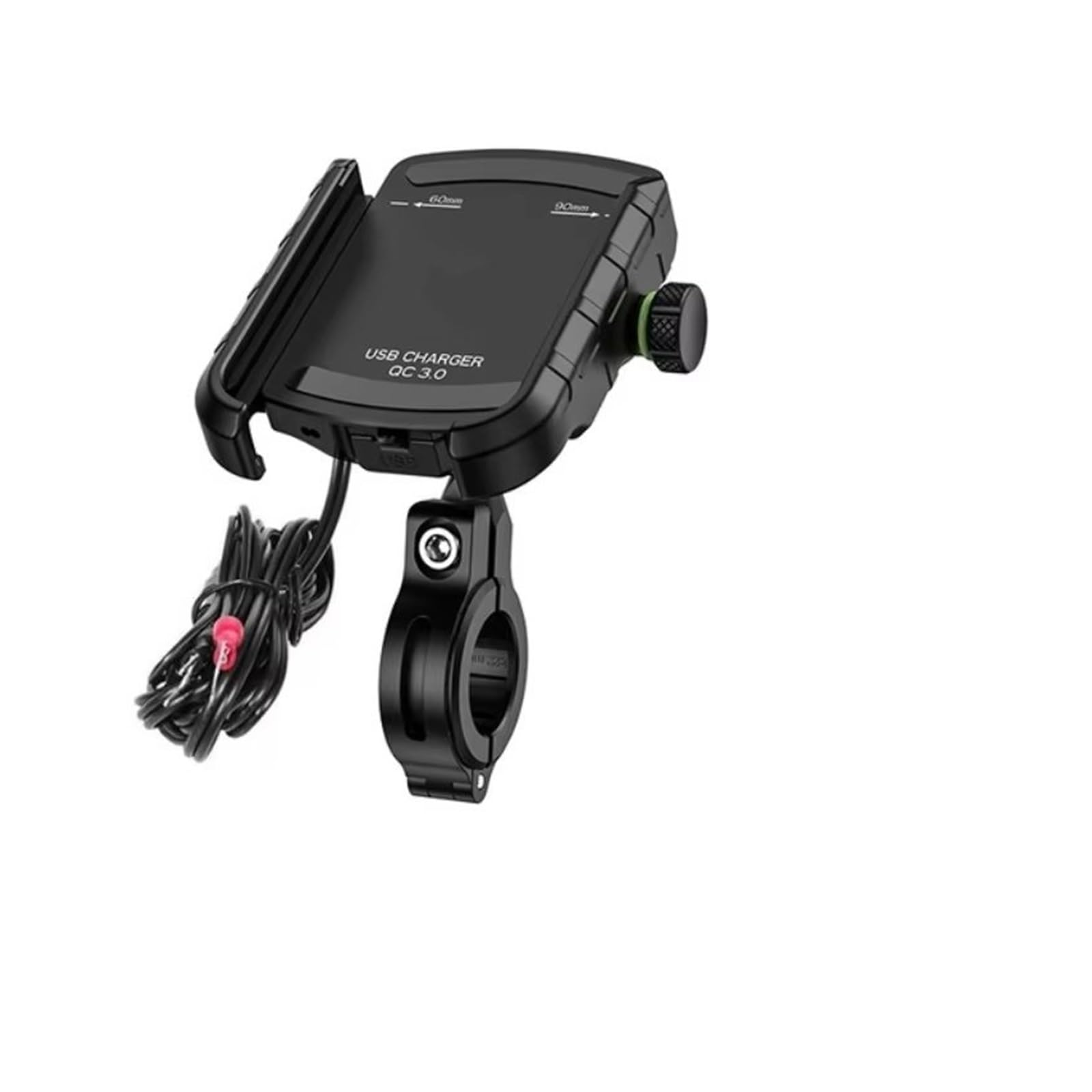 Motorrad Telefon Halterung Motorrad-Telefonhalter Mit QC3.0-USB-Ladegerät Für Motorrad-Lenker-Rückspiegel GPS-Ständer Halterung Handy-Halterung Handyhalter Motorrad(Black QC3.0 Charger) von LIANGBAOS