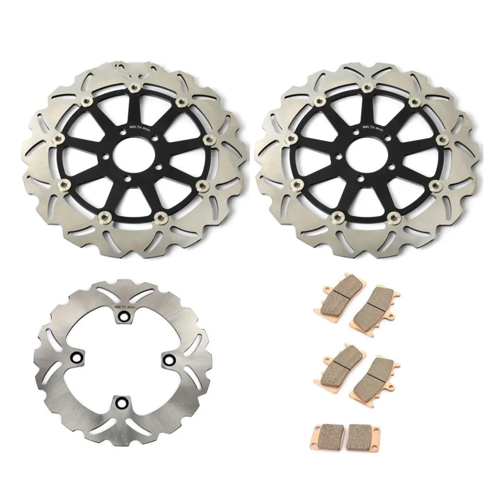 Scheibenbremse Für Kawasaki ZX12R ZX 1200 Für Ninja 2000 2001 2002 2003 2004 2005 Vorne Hinten Bremsscheiben Rotoren Scheiben + Pads Set Motorrad Bremsscheibe(A) von LIANGBAOS