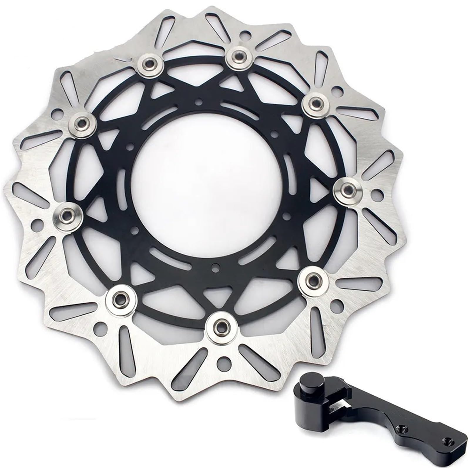 Scheibenbremse Für Suzuki Für DRZ400SM Für DRZ 400 SM Für SuperMotard 2005-2009 320mm Vorne Disc Bremsscheibe Rotor Halterung Set Motorrad Bremsscheibe(Black Disc Bracket) von LIANGBAOS