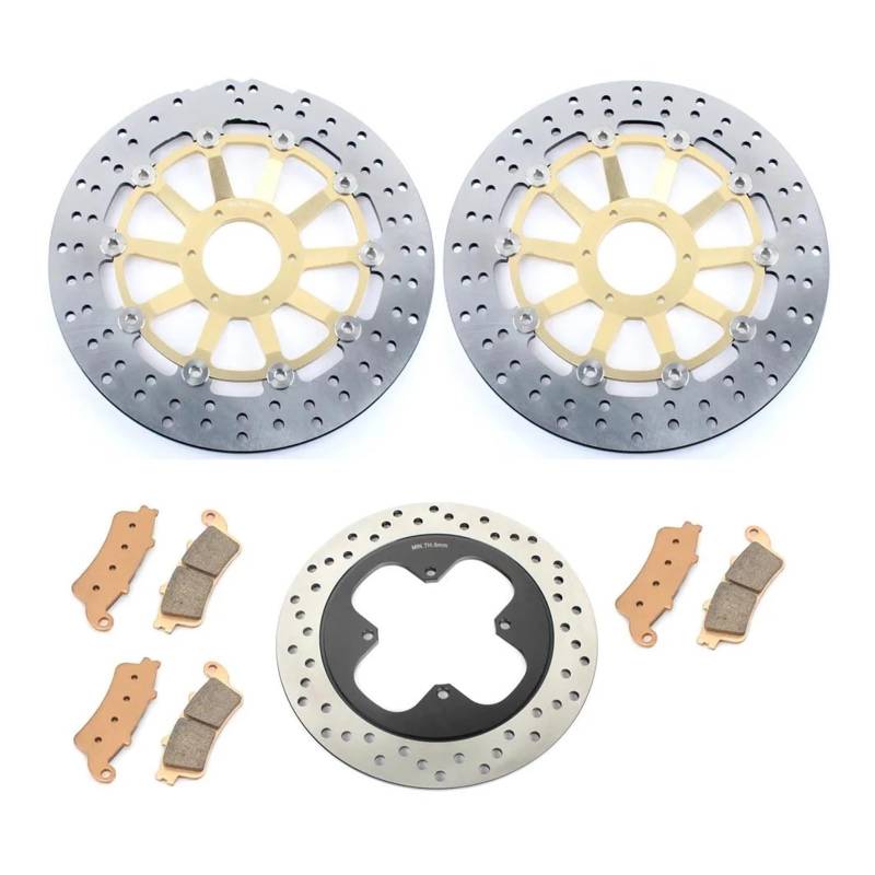 Scheibenbremse Für VFR800 Für VFR800F 1998 1999 2000 2001 296mm 256mm Vorne Hinten Bremsscheiben Scheiben Rotoren Pads Motorrad Bremsscheibe(Round Yellow) von LIANGBAOS