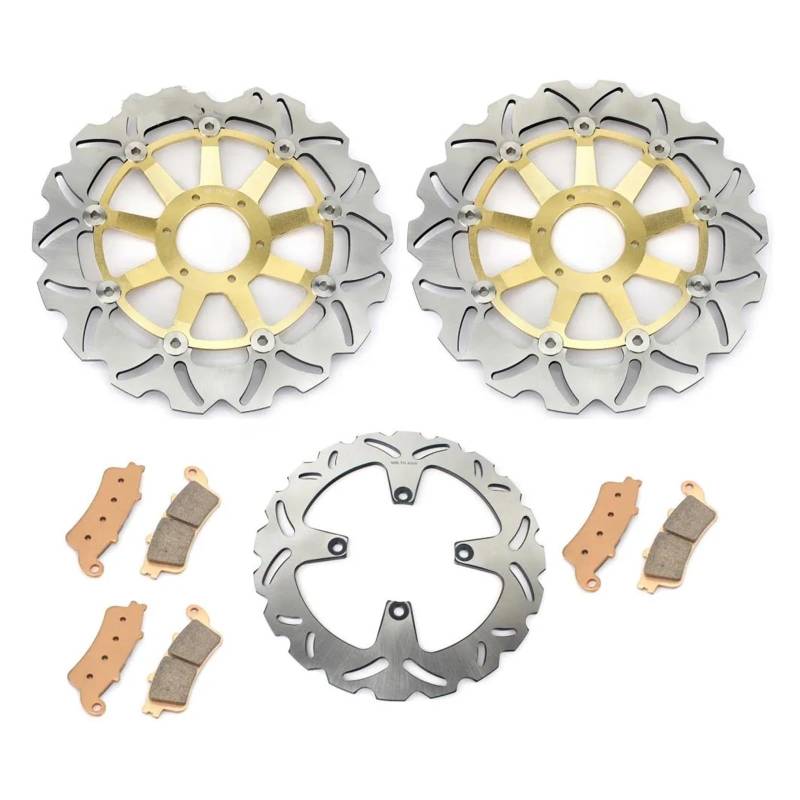 Scheibenbremse Für VFR800 Für VFR800F 1998 1999 2000 2001 296mm 256mm Vorne Hinten Bremsscheiben Scheiben Rotoren Pads Motorrad Bremsscheibe(Wavy Yellow) von LIANGBAOS