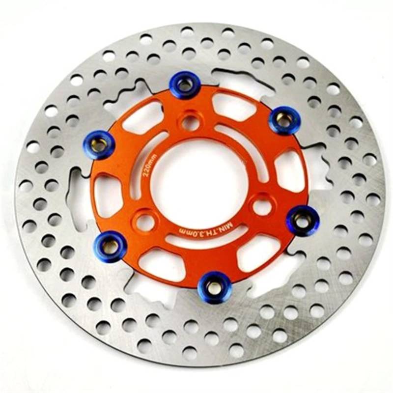 Scheibenbremse Universal 3 Loch 220mm RPM Aluminium Legierung Schwimmende Scheibe Motorrad Bremsbelag Disc Bremse Mit 70mm Loch Abstand Motorrad Bremsscheibe(Orange) von LIANGBAOS