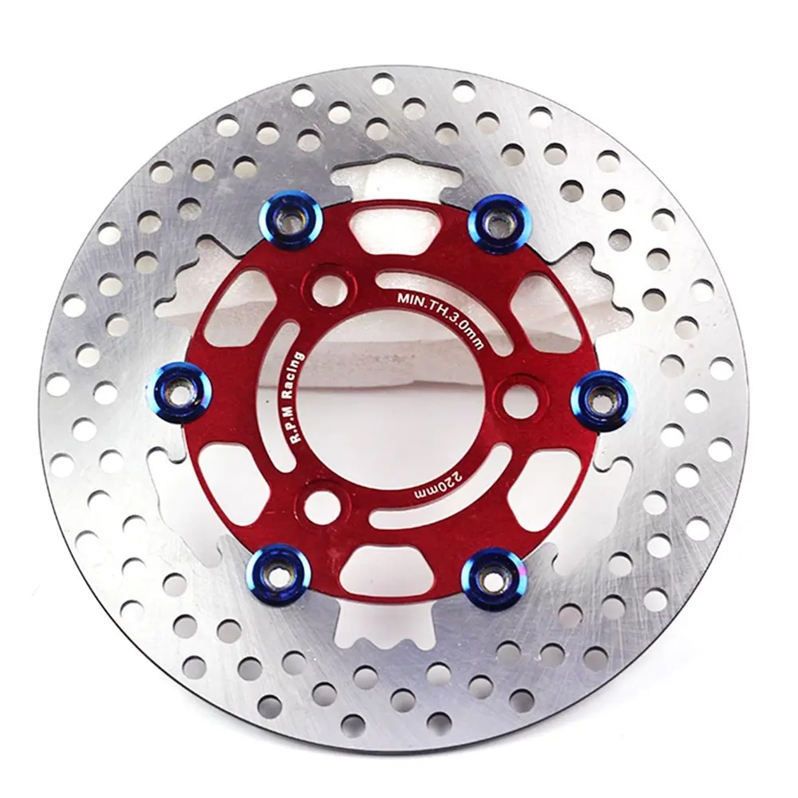 Scheibenbremse Universal 3 Loch 220mm RPM Aluminium Legierung Schwimmende Scheibe Motorrad Bremsbelag Disc Bremse Mit 70mm Loch Abstand Motorrad Bremsscheibe(Red) von LIANGBAOS