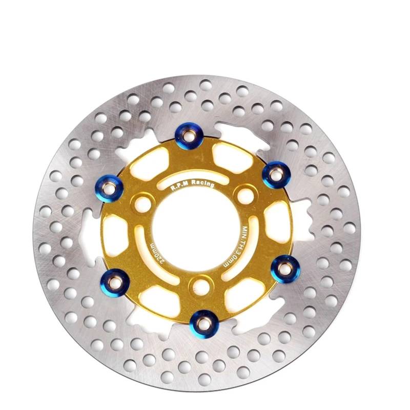 Scheibenbremse Universal 3 Loch 220mm RPM Aluminium Legierung Schwimmende Scheibe Motorrad Bremsbelag Disc Bremse Mit 70mm Loch Abstand Motorrad Bremsscheibe(Yellow) von LIANGBAOS