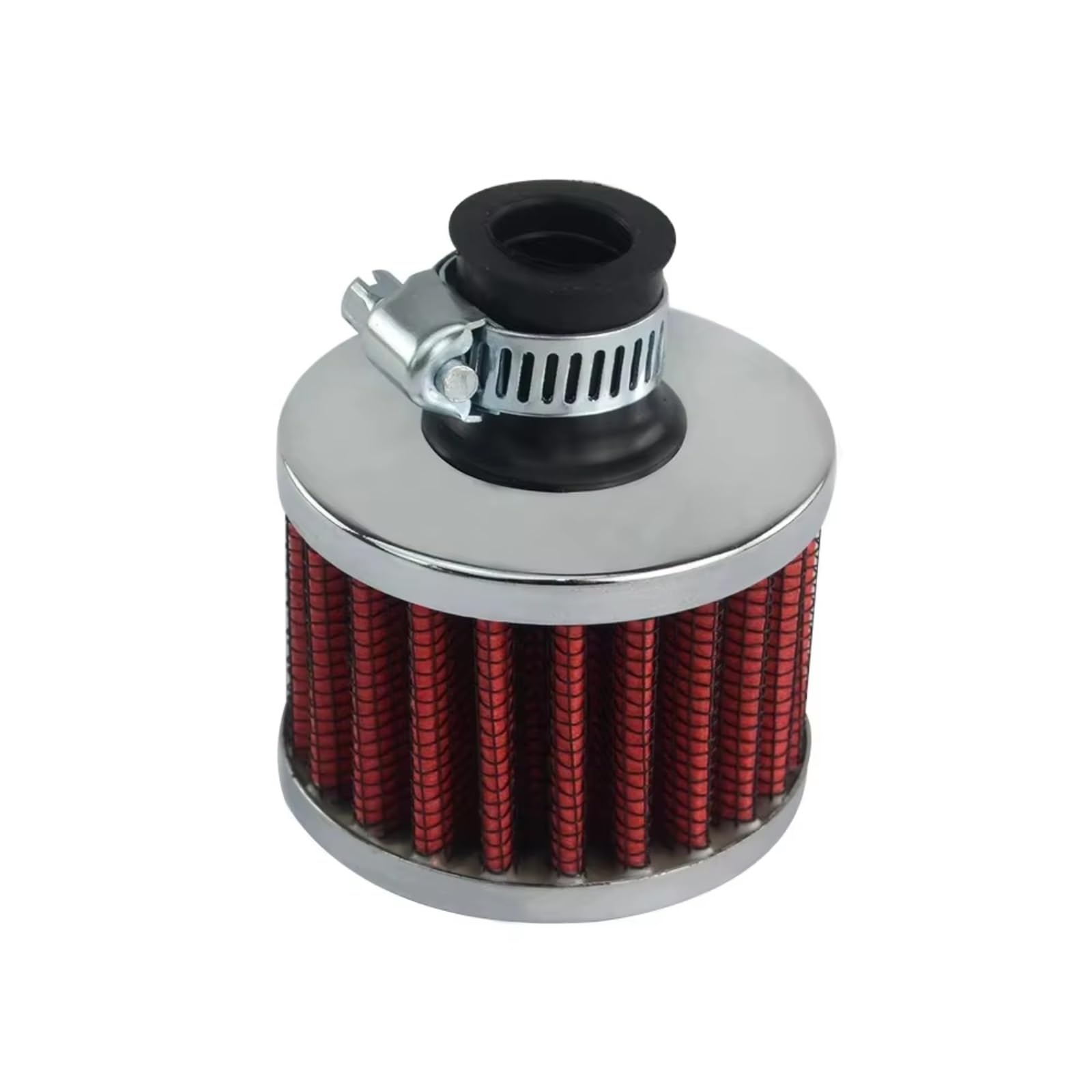 Sportluftfilter Luft Filter Universal 12mm Auto Luftfilter Für Motorrad Cold Air Intake High Flow Kurbelgehäuse Entlüftungsabdeckung Entlüftungsfilter Motorrad Luftfilter Clamp(Red) von LIANGBAOS