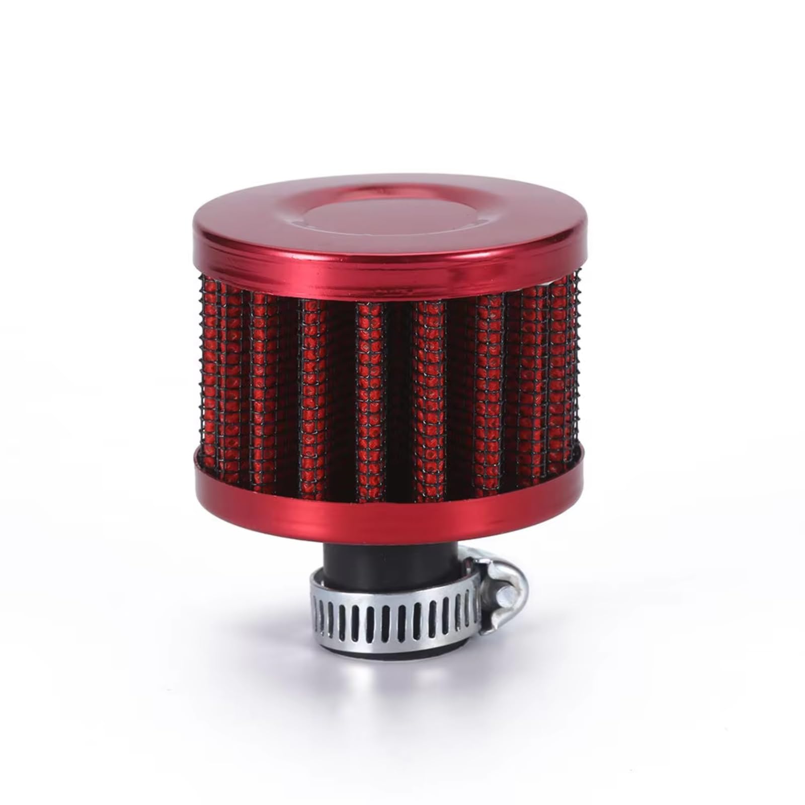 Sportluftfilter Luft Filter Universal Auto Luftfilter 12mm 25mm Motorrad Cold Air Intake High Flow Kurbelgehäuse Entlüftungsabdeckung Entlüftungsfilter Motorrad Luftfilter Clamp(12MM-RED) von LIANGBAOS