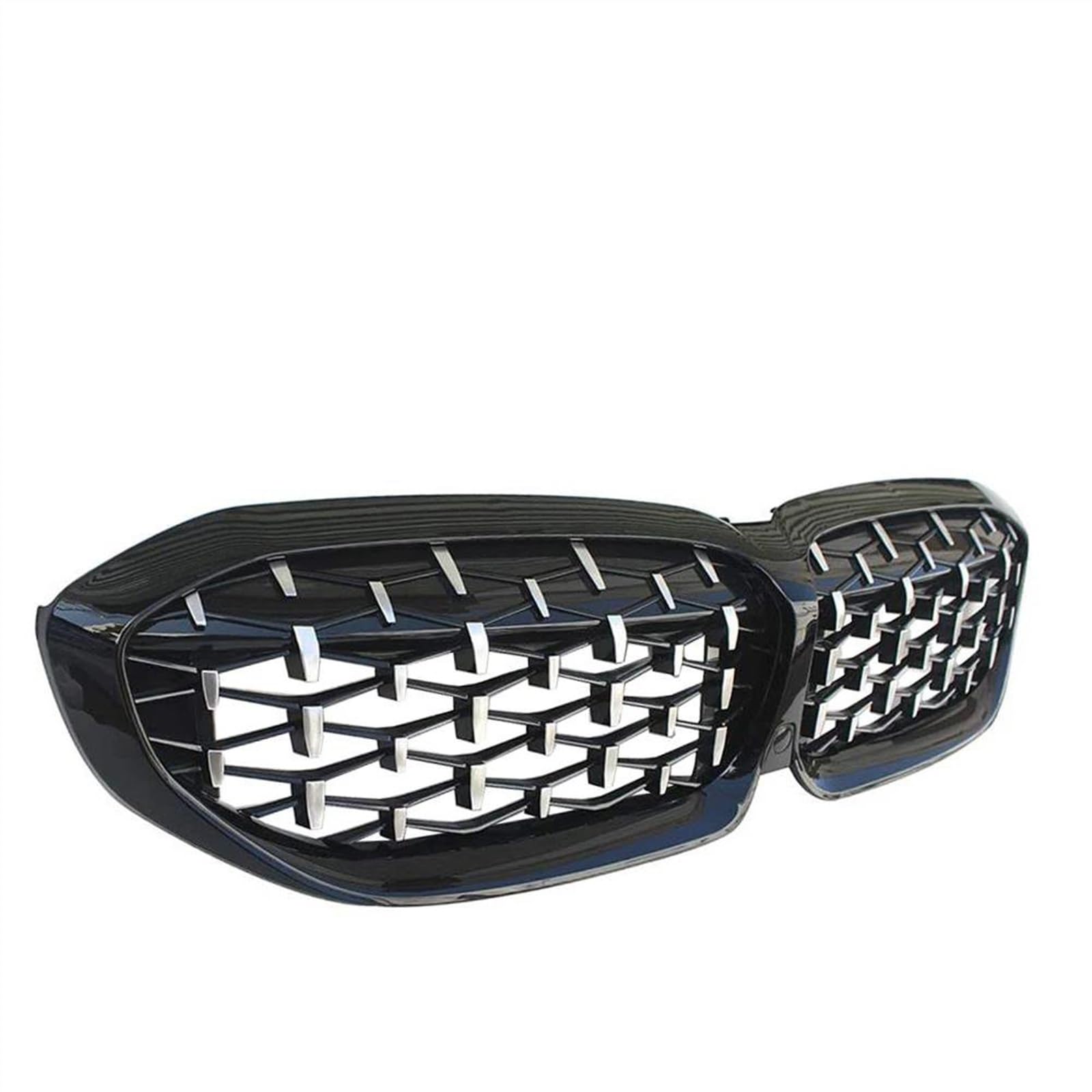 Frontgrill Diamant-Nierengitter Renngitter Meteor-Stil Für B&MW 3er G20 G21 G28 2019 2020 2021(Black and Silver) von LIANGYIMEI