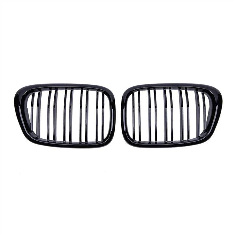 Für B&MW E39 5er 525 528 1999-2003 Schwarz Glänzender Kühlergrill Für Die Motorhaube Nierengitter Renngitter Doppellinie(Gloss Black) von LIANGYIMEI