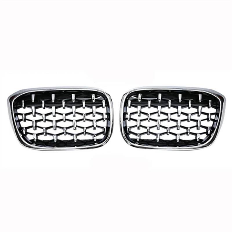 Für B&MW X3 G01 G08 G02 2018 2019 2020 2021 Auto Diamantgrill Frontstoßstangengrills Abdeckung Renngitter(Silber) von LIANGYIMEI