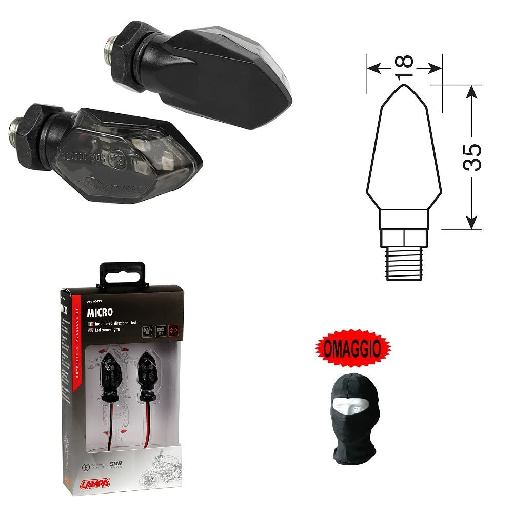 KOMPATIBEL MIT APRILIA RS 50 EXTREMA PAAR LED BLINKER FÜR MOTORRAD GENEHMIGT LAMPA RICHTUNGSANZEIGE 12V SCHWARZ MIT GRUME LINSE 35X18 MM von #LICA1