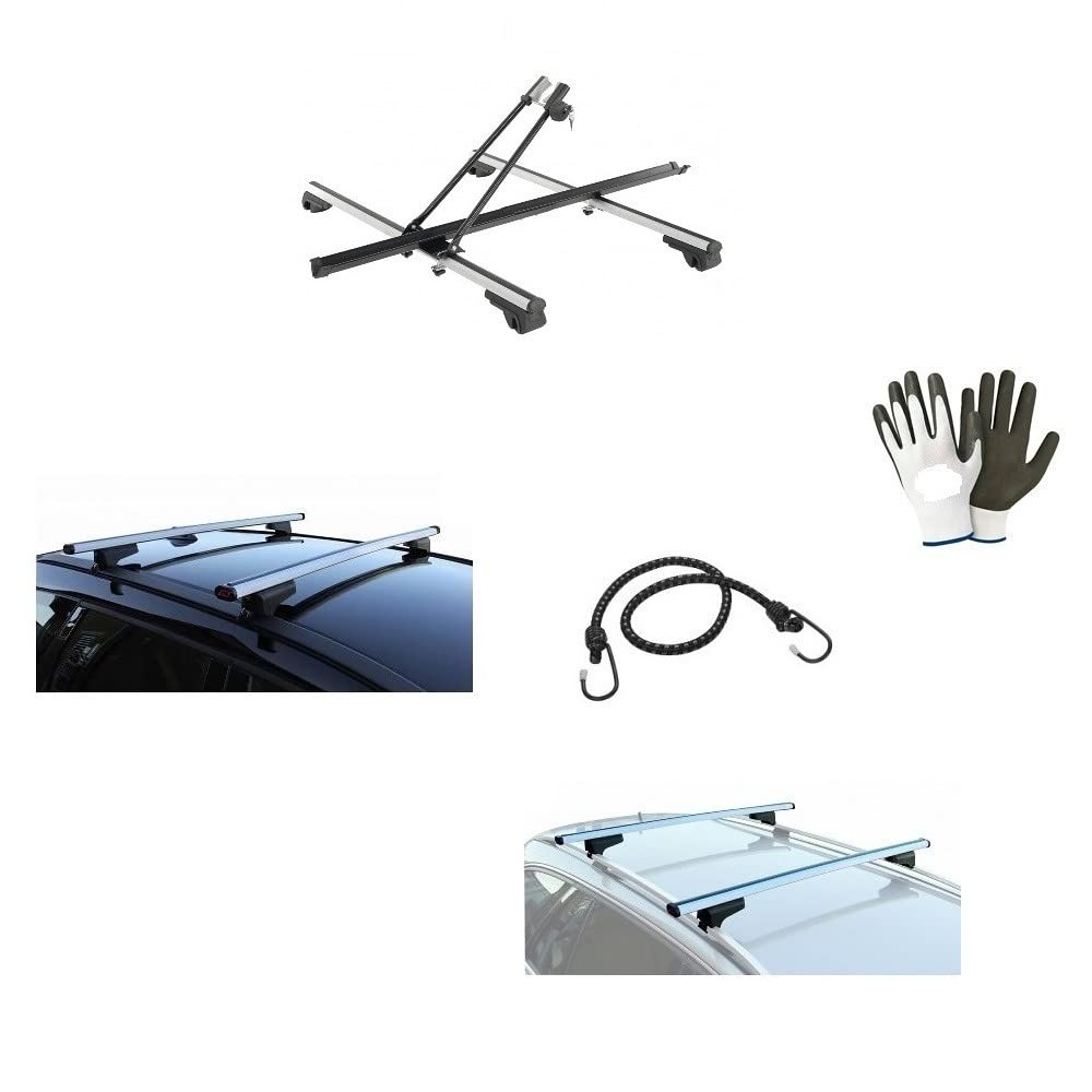 KOMPATIBEL MIT CITROEN C5 SW 5P 2001 ALUMINIUM DACHSTANGEN FÜR AUTO DACHTRÄGER 110 CM + DACHFAHRRAD FÜR 1 FAHRRAD FÜR HOHE UND NIEDRIGE REALING von #LICA1