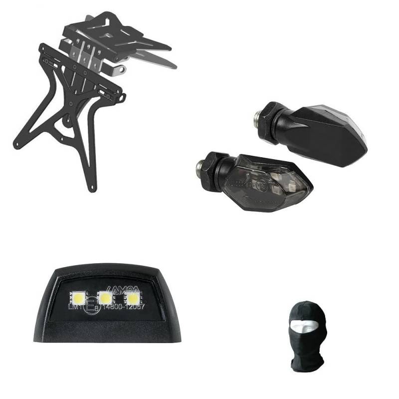 Kompatibel mit CAGIVA WRE 125 Dual Kit Verstellbarer Motorrad-Tönerhalter + 1 Paar LED-Bremsen + Licht mit 3 SMD-LEDs, zugelassen von #LICA1