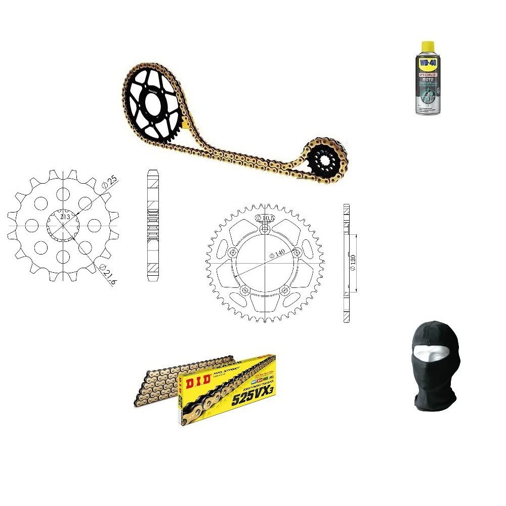 Kompatibel mit Suzuki DL A V Strom ABS (C733/C743) 650 2017-2021, Kettenradsatz für Motorrad Did 525VX3 LUN 120 / Verbindungen, Kettenrad aus Stahl P525-Z47, Ritzel P525-Z15 von #LICA1