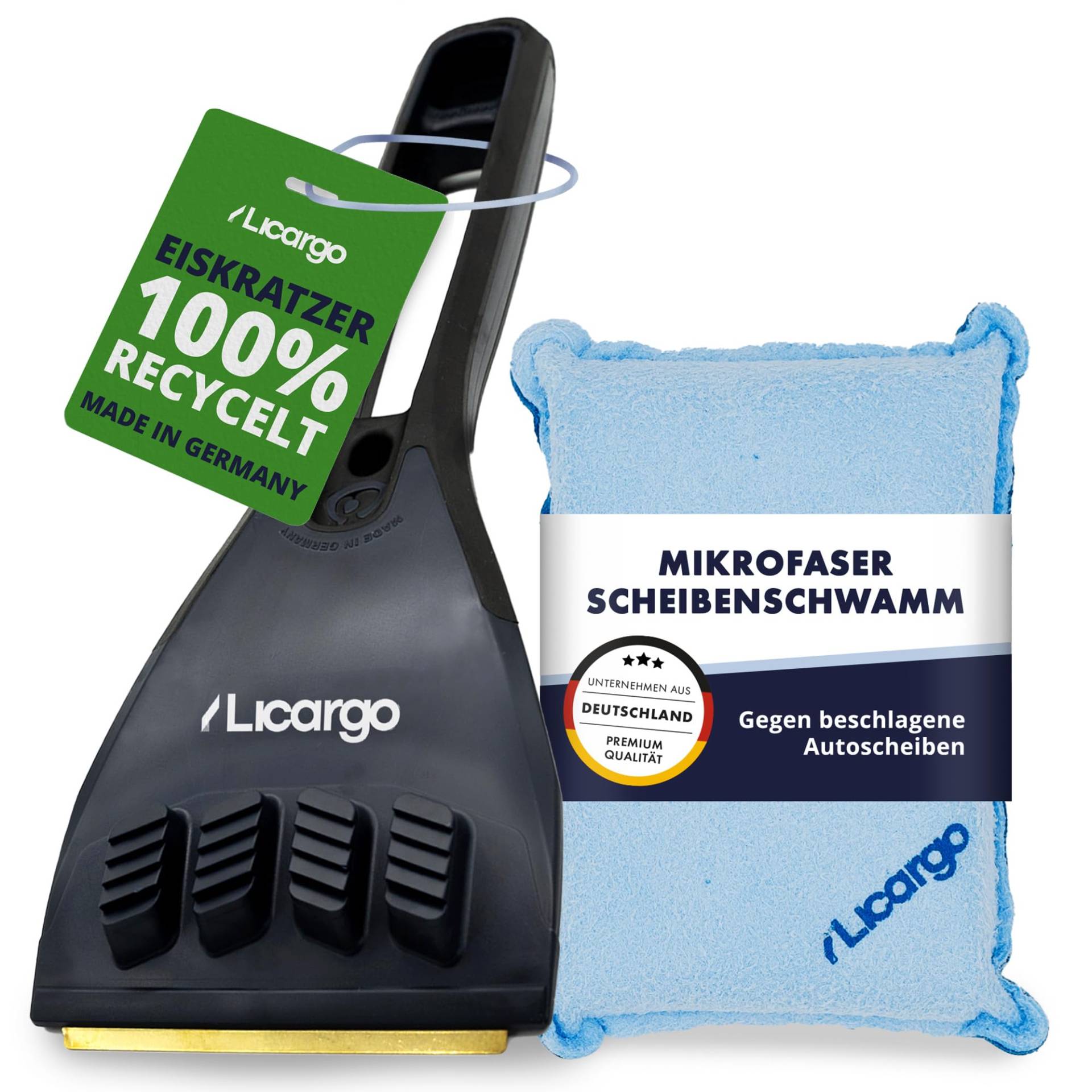 LICARGO® Winter Bundle - Eiskratzer mit Messingklinge - Mikrofaser Scheibenschwamm von LICARGO