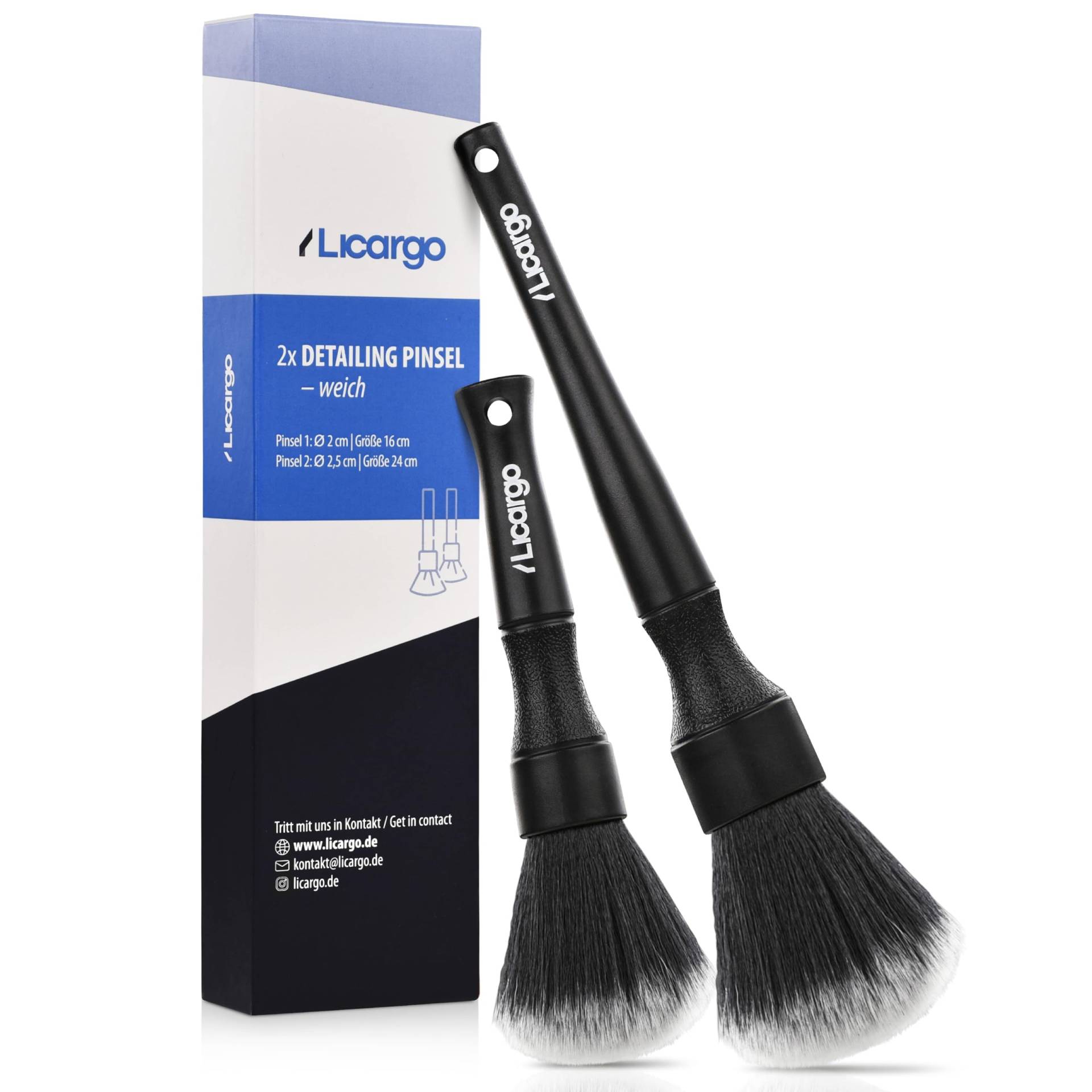 LICARGO Detailing Pinsel Auto - ultraweich für schonende Reinigung innen & außen - 2 Stück Pinsel Autopflege - sanfte Car Detailing Brush - top Auto Pinsel Reinigung Reinigungspinsel Auto Set von LICARGO