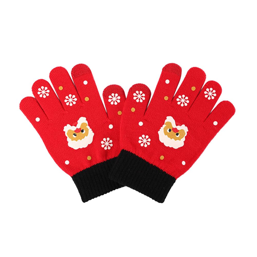 LICHENGTAI Kinder Winter Handschuhe Vollfinger Kinderhandschuhe Weihnachten Strick Fingerhandschuhe Winter Warme Strickhandschuhe für 6-10 Jahre Jungen und Mädchen von LICHENGTAI