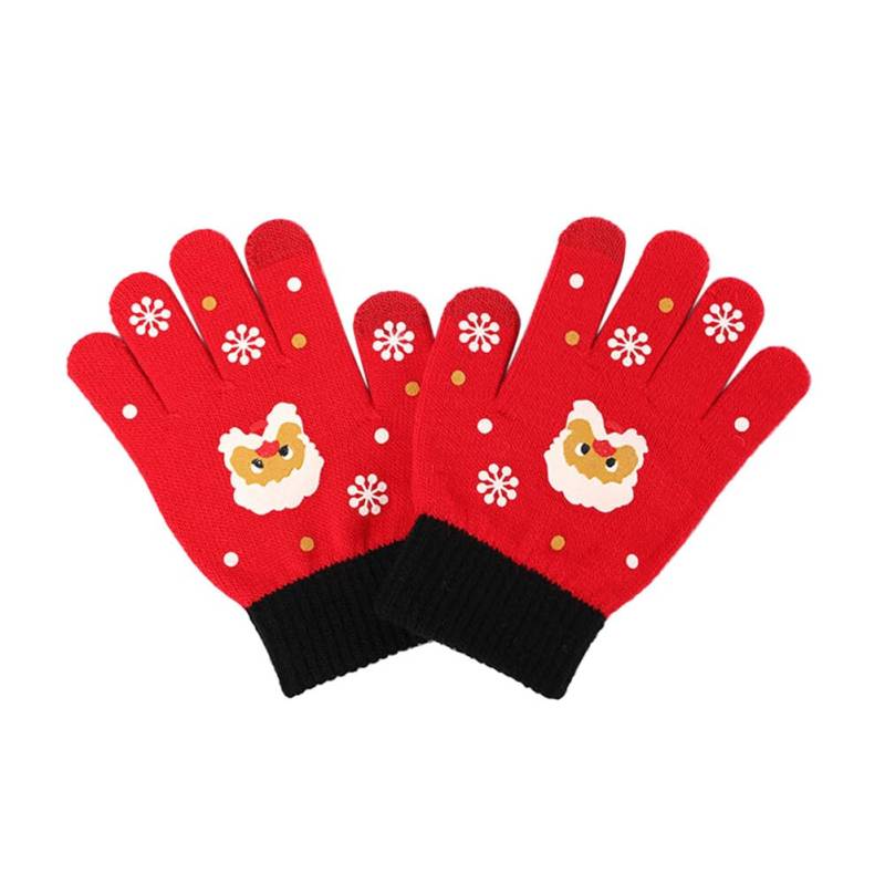 LICHENGTAI Kinder Winter Handschuhe Vollfinger Kinderhandschuhe Weihnachten Strick Fingerhandschuhe Winter Warme Strickhandschuhe für 6-10 Jahre Jungen und Mädchen von LICHENGTAI