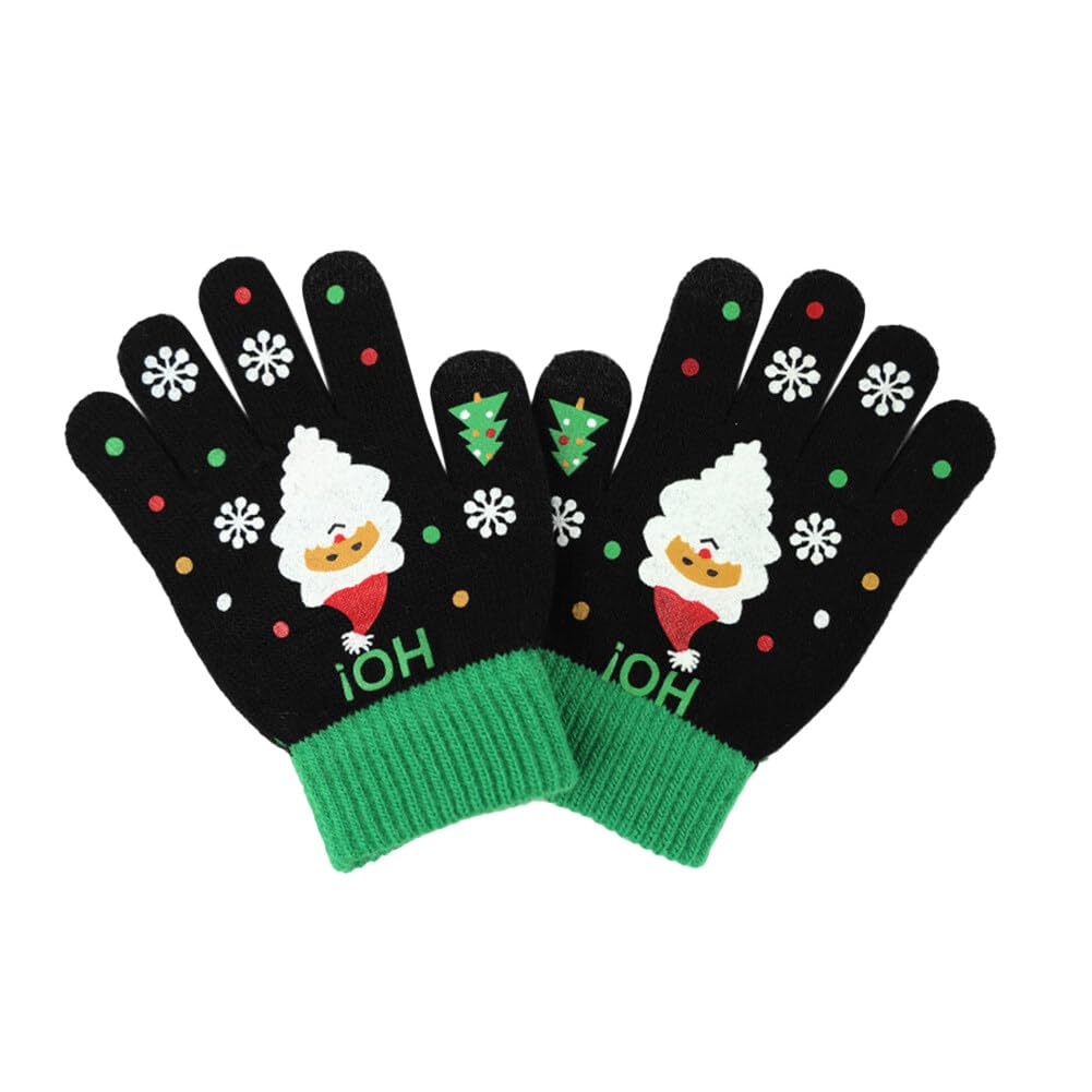 LICHENGTAI Kinder Winter Handschuhe Vollfinger Kinderhandschuhe Weihnachten Strick Fingerhandschuhe Winter Warme Strickhandschuhe für 6-10 Jahre Jungen und Mädchen von LICHENGTAI