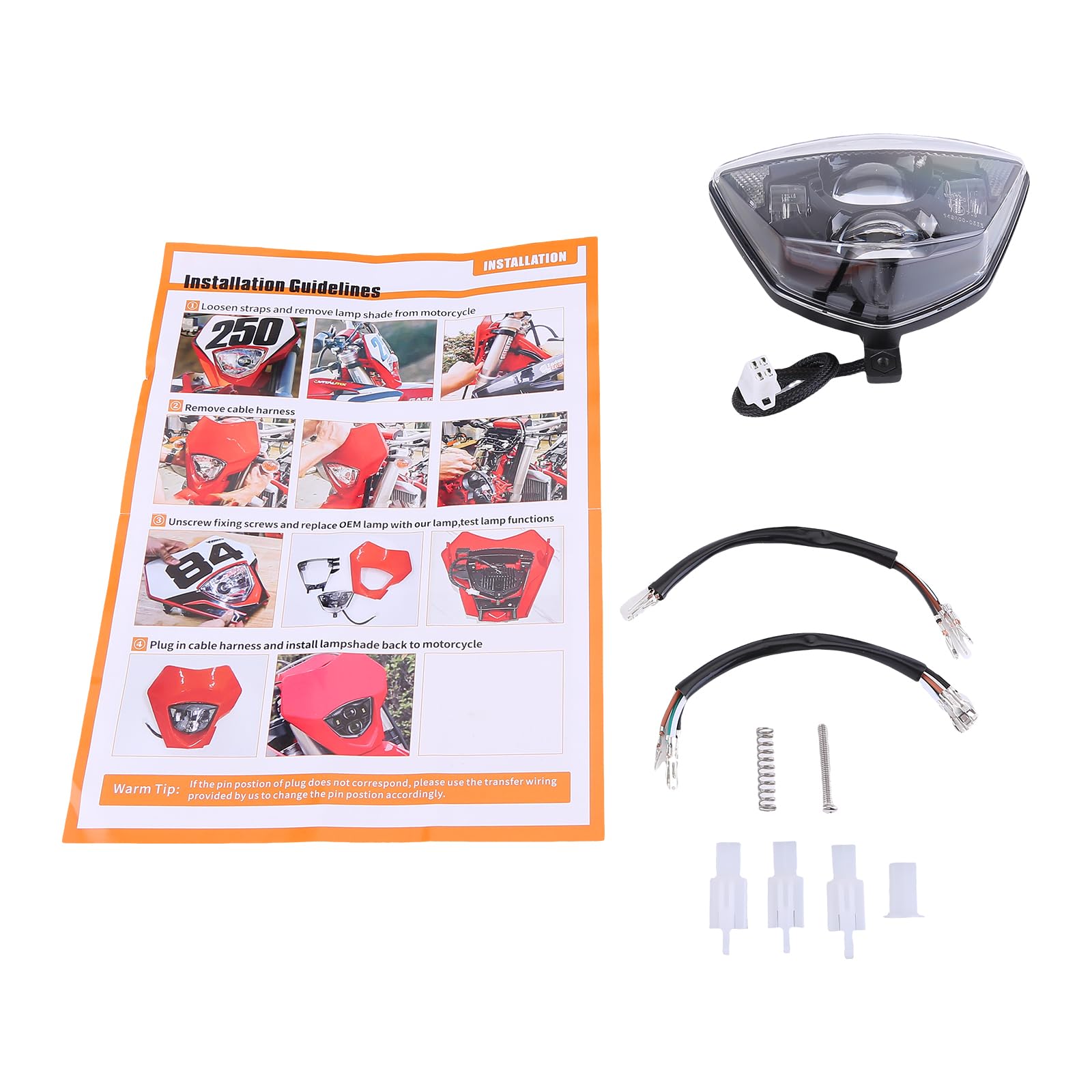 LICHENGTAI LED Scheinwerfer für Husqvarna FE 250 350 450 TE 150 250 300 LED Motorrad Scheinwerfer Frontscheinwerfer 6500K Dirt Bike Scheinwerfer mit Tagfahrlicht Blinker Scheinwerfer von LICHENGTAI