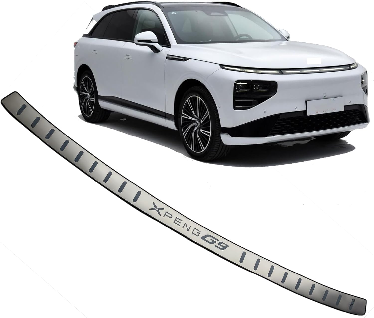 LICHOO Auto Edelstahl Hinten Stoßstange Schutz, für XPENG G9 Zubehör, Autoteile Heckklappe Hinten Kofferraum Tür Schweller Abdeckung Scuff Plate Strip Guard Schutz von LICHOO